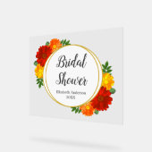 Bruiloftsborrel met herfstbloemen acryl bord (Hoek)