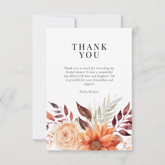 Bruiloftsborrel met herfstbloemen bedankkaart (Voorkant)