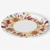 Bruiloftsborrel met herfstbloemen papieren bordje (Gekanteld)