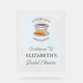 Bruiloftsborrel met koffie en croissants acryl bord (Voorkant)