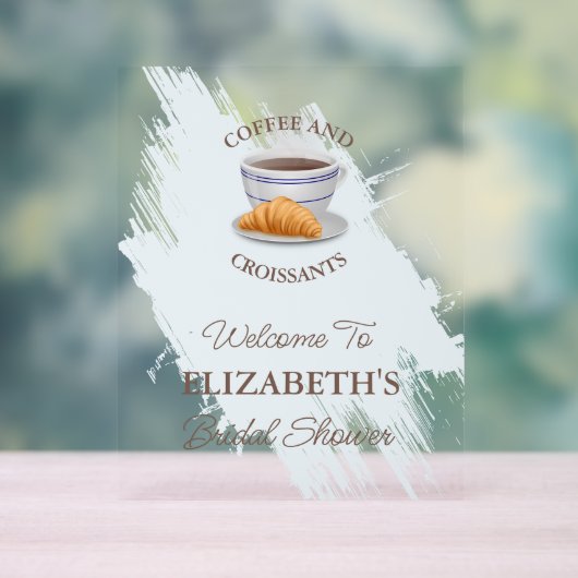 Bruiloftsborrel met koffie en croissants acryl bord (Neutraal)
