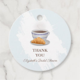 Bruiloftsborrel met koffie en croissants bedankjes labels