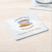 Bruiloftsborrel met koffie en croissants kartonnen onderzetters (Schuin)