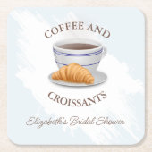 Bruiloftsborrel met koffie en croissants kartonnen onderzetters (Voorkant)
