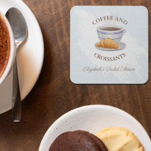 Bruiloftsborrel met koffie en croissants kartonnen onderzetters