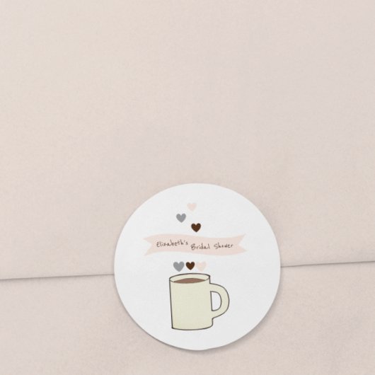 Bruiloftsborrel met koffie ronde sticker