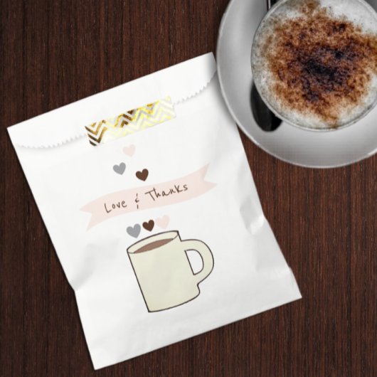Bruiloftsborrel met koffiethema bedankzakje