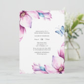 Bruiloftsborrel met magnolia bloemmotief kaart (Staand voorkant)