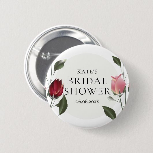 Bruiloftsborrel met Moderne Rozen Ronde Button 5,7 Cm (Voorkant /achterkant)