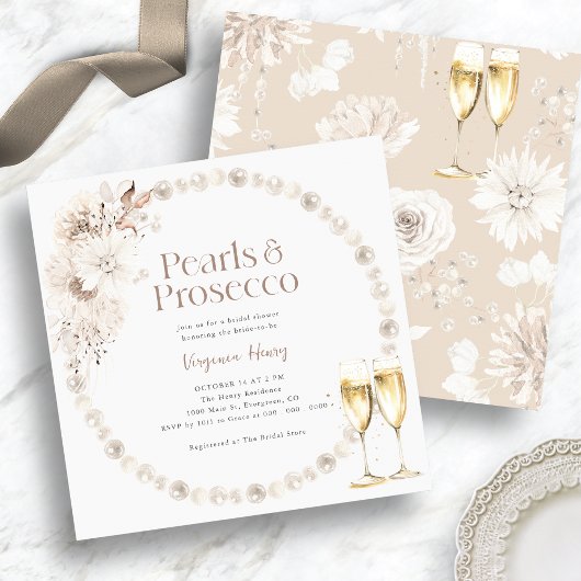 Bruiloftsborrel met Parels en Prosecco Kaart