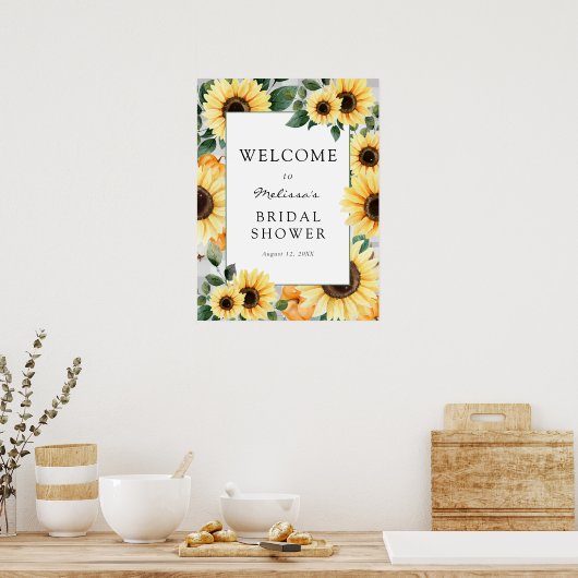 Bruiloftsborrel met Pompoen en Zonnebloemen Welkom Poster (Keuken)