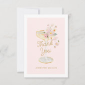 Bruiloftsborrel met Rozen en Prosecco Bedankkaart (Voorkant)