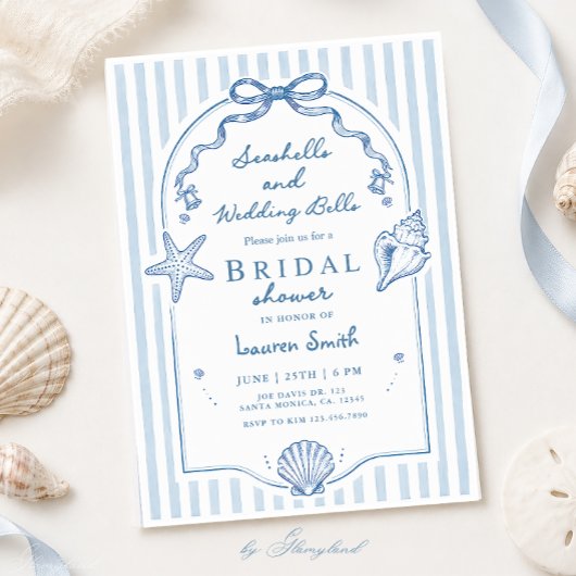 Bruiloftsborrel met Schelpen aan de Kust Kaart