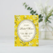Bruiloftsborrel met vintage bloemen kaart (Staand voorkant)