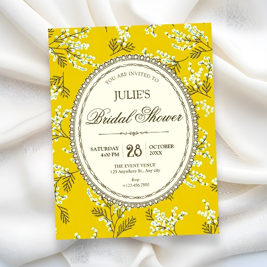 Bruiloftsborrel met vintage bloemen kaart
