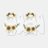 Bruiloftsborrel met zonnebloemen en eucalyptus bedankdoosjes (Uitgevouwen)