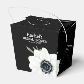 Bruiloftsborrel met zwart-wit bloemmotief bedankdoosjes (Achterkant)