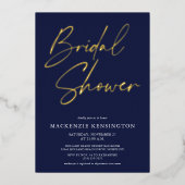 Bruiloftsborrel Navy Blauw Goud Folie Uitnodiging (Voorkant)