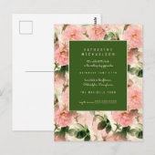 BRUILOFTSBORREL | Ouderwetse Cabbage Roses Briefkaart (Voorkant / Achterkant)