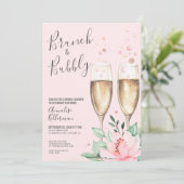Bruiloftsborrel Roze Bloemige Bruidsfeest Kaart (Staand voorkant)