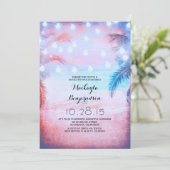 Bruiloftsborrel Sunset Beach & Lichtslingers Kaart (Staand voorkant)