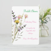 BRUILOFTSBORREL UITNODIGING MET WILDE BLOEMEN (Staand voorkant)
