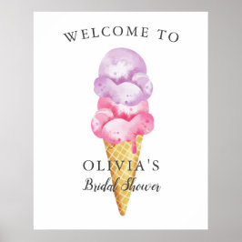 Bruiloftsborrel Welcome Bord met IJsscoops Poster