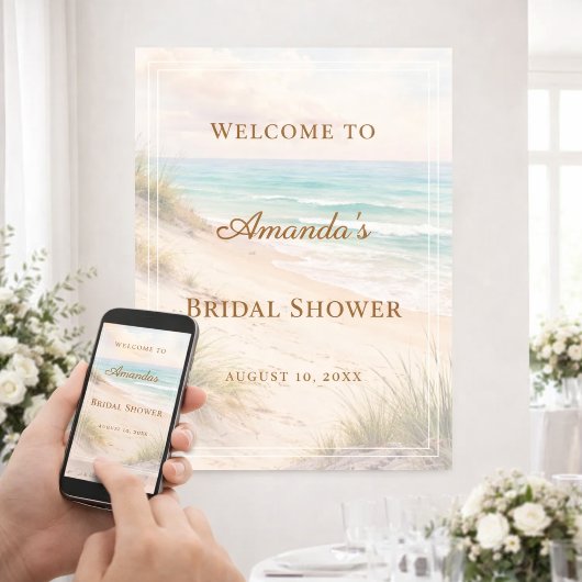 Bruiloftsborrel welkom aan het strand poster