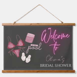 Bruiloftsborrel welkomstbord voor een dag aan het hangend wandkleed