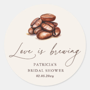 Bruiloftsbruidssalon Love is Brewing Coffee Beans Ronde Sticker