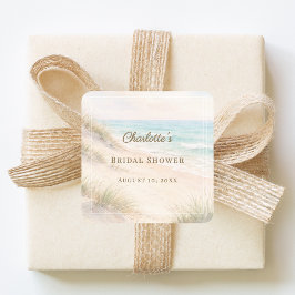 Bruiloftsbruidssluiers strand kust elegant vierkante sticker