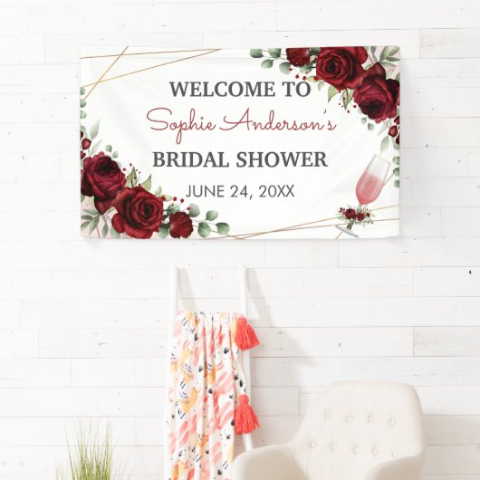 Bruiloftsbruiloft Bordeaux Wijn Roze Bruidsontbijt Spandoek (Insitu)