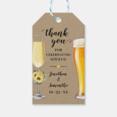 Bruiloftsbruiloft Bubbles & Brews Zonnebloem Groen Cadeaulabel (Voorkant)