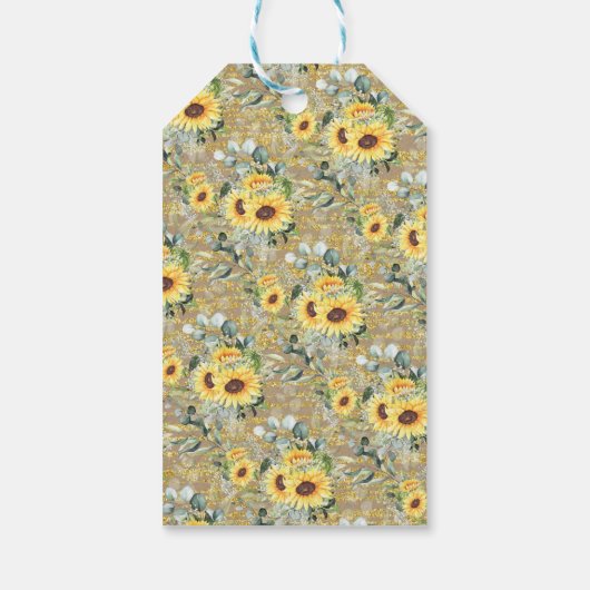 Bruiloftsbruiloft Bubbles & Brews Zonnebloem Groen Cadeaulabel (Achterkant)