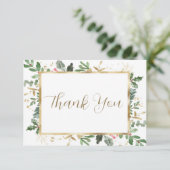 Bruiloftsbruiloft Dankkaart Wintergroen Bedankkaart (Staand voorkant)