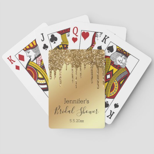 bruiloftsbruiloft goud druipende glitters luxe pokerkaarten (Achterkant)