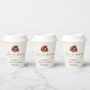 Bruiloftsbruiloft Love is Brewing Coffee Beans Papieren Bekers
