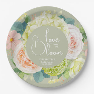 Bruiloftsbruiloft met bloemen papieren bordje