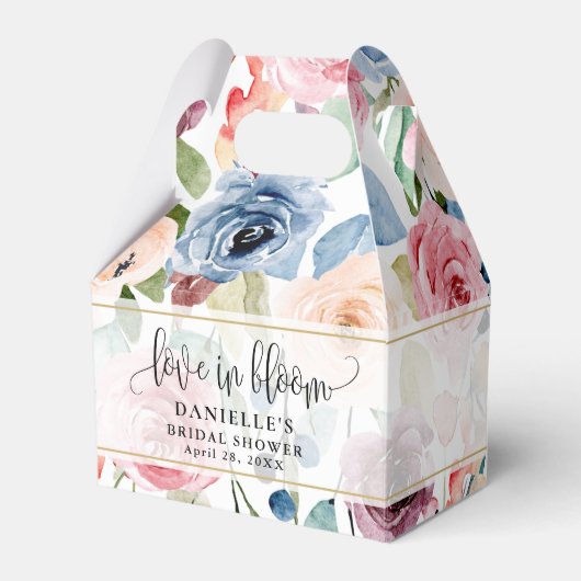 Bruiloftsbruiloft met waterverf bloemen bedankdoosjes (Voorkant Zijde)