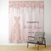 Bruiloftsbruiloft roze gouden druppels wandkleed (In situ)