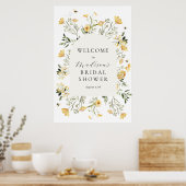Bruiloftsbruiloft Uitnodiging met Gele Wilde Bloem Poster (Keuken)
