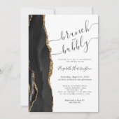 Bruiloftsbrunch & Bruisend Black Gold Agate Bruilo Kaart (Voorkant)