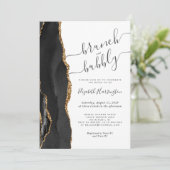 Bruiloftsbrunch & Bruisend Black Gold Agate Bruilo Kaart (Staand voorkant)