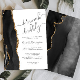 Bruiloftsbrunch & Bruisend Black Gold Agate Bruilo Kaart