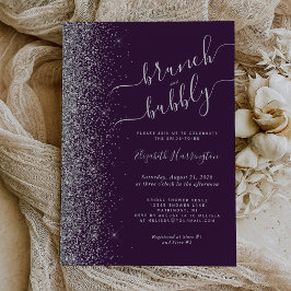 Bruiloftsbrunch & Bruisend Paars Zilveren Bruiloft Kaart