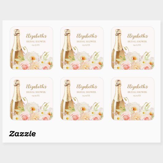 Bruiloftsbrunch & Bruisende Bloemen Bruiloft Vierkante Sticker (Vel)