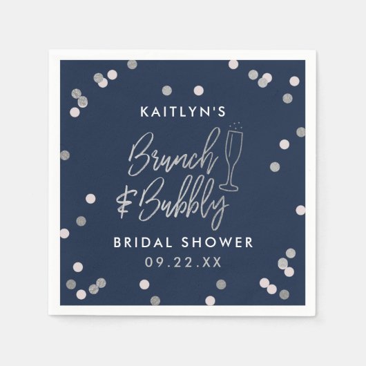 Bruiloftsbrunch & Bruisende Confetti Bruidsborrel Servet (Voorkant)