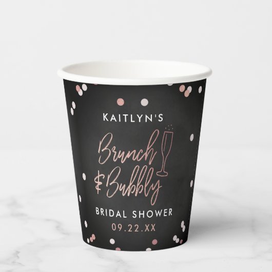 Bruiloftsbrunch & Bruisende Confetti Bruidsbruilof Papieren Bekers (Voorkant)