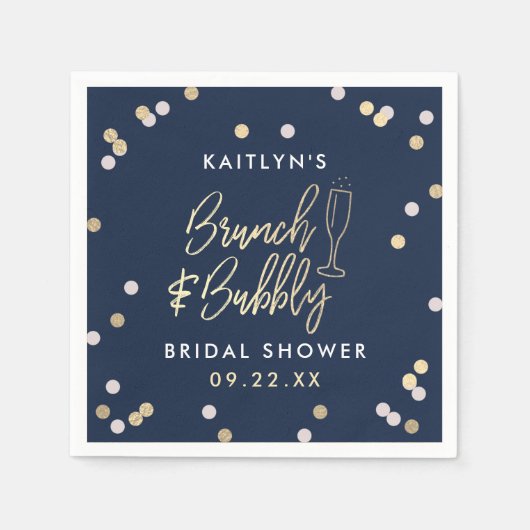 Bruiloftsbrunch & Bruisende Confetti Bruiloftsfees Servet (Voorkant)