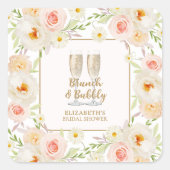 Bruiloftsbrunch & Bruisende Tuin Bloem Bruidsborre Vierkante Sticker (Voorkant)
